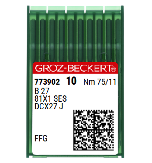 Groz Beckert B27 FFG SES NM 75 Size 11 Overlock Needle Light Ball Point Pack of 10 Groz Beckert B27 FFG SES NM 75 Size 11 Overlock Needle Light Ball Point Pack of 10