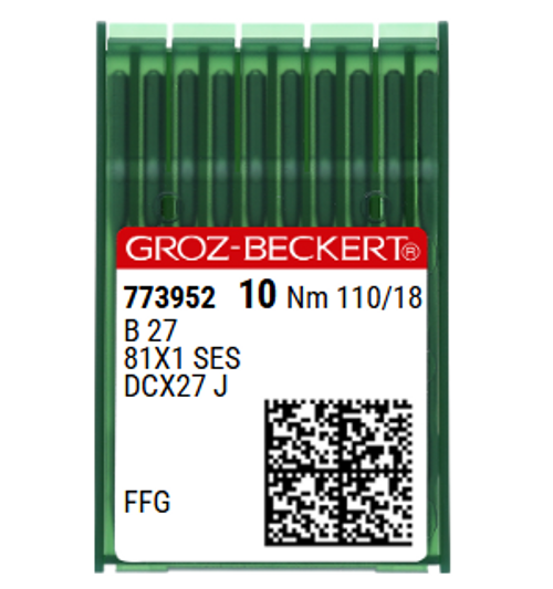 Groz Beckert B27 FFG SES NM 110 Size 18 Overlock Needle Light Ball Point Pack of 10 Groz Beckert B27 FFG SES NM 110 Size 18 Overlock Needle Light Ball Point Pack of 10