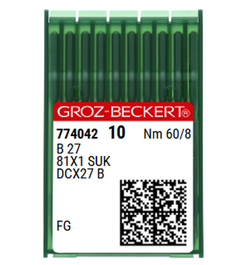 Groz Beckert B27FG SUK Size 60 NM 60 Size 8 Industrial Overlock Sewing Machine Needles Pack of 10 for knit elastic fabrics