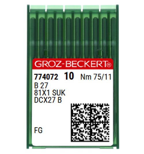 Groz Beckert B27FG SUK Size 75 NM 75 Size 11 Industrial Overlock Sewing Machine Needles Pack of 10 for elastic knit fabrics Groz Beckert B27FG SUK Size 75 NM 75 Size 11 Industrial Overlock Sewing Machine Needles Pack of 10 for elastic knit fabrics