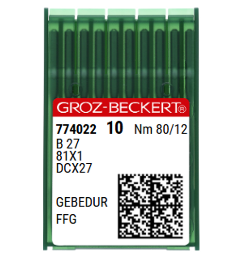 Groz Beckert B27FFG GEBEDUR Size 80 NM 80 Size 12 Industrial Sewing Machine Needles Pack of 10 titanium nitride coated for fine jersey fabrics Groz Beckert B27FFG GEBEDUR Size 80 NM 80 Size 12 Industrial Sewing Machine Needles Pack of 10 titanium nitride coated for fine jersey fabrics