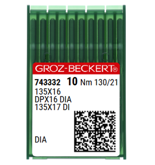 Groz Beckert 135X16 DIA NM 130 Size 21 Diamond Point Leather Sewing Needles Pack of 10 Groz Beckert 135X16 DIA NM 130 Size 21 Diamond Point Leather Sewing Needles Pack of 10