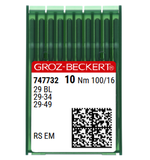 Groz Beckert 29-34 Size 100 NM 100 Size 16 RS EM Blindstitch Industrial Sewing Machine Needles Curved Flat Shank Pack of 10
