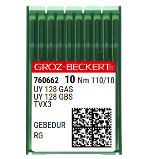 Groz Beckert UY128GAS GEBEDUR NM 110 Size 18 Titanium Coated Industrial Sewing Machine Needles Pack of 10 for Chainstitch and Embroidery Groz Beckert UY128GAS GEBEDUR NM 110 Size 18 Titanium Coated Industrial Sewing Machine Needles Pack of 10 for Chainstitch and Embroidery