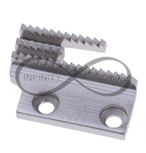 Industrial sewing machine feed dog replacement part. This durable 3-row feed dog is designed for straight stitch machines, ensuring smooth fabric feeding and consistent stitching quality. Industrial sewing machine feed dog replacement part. This durable 3-row feed dog is designed for straight stitch machines, ensuring smooth fabric feeding and consistent stitching quality.