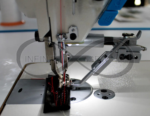 Discover the ultimate solution for precise seam allowances with our Adjustable Drop Down Edge Sewing Guide. Featuring a hinged 14mm roller guide, easily adjust height for tailored precision. Perfect for Jack H2, H5, H6, Juki DU-1181N, and similar walking foot machines. Seamlessly attach to your sewing machine for interference-free sewing and flawless edge finishes. Discover the ultimate solution for precise seam allowances with our Adjustable Drop Down Edge Sewing Guide. Featuring a hinged 14mm roller guide, easily adjust height for tailored precision. Perfect for Jack H2, H5, H6, Juki DU-1181N, and similar walking foot machines. Seamlessly attach to your sewing machine for interference-free sewing and flawless edge finishes.