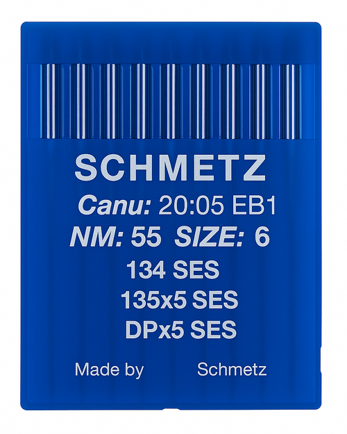 Schmetz 134 SES Size 55 NM 55 light ball point industrial sewing machine needles – pack of 10 Schmetz 134 SES Size 55 NM 55 light ball point industrial sewing machine needles – pack of 10