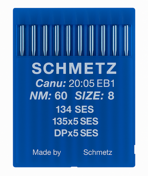 Schmetz 134 SES Size 60 Industrial Sewing Machine Needles Pack of 10 with Light Ball Point for lightweight woven and knitted fabrics Schmetz 134 SES Size 60 Industrial Sewing Machine Needles Pack of 10 with Light Ball Point for lightweight woven and knitted fabrics