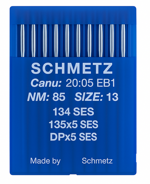 Schmetz 134 SES Size 85 Industrial Sewing Machine Needles Pack of 10 with Light Ball Point for medium-weight woven and knitted fabrics Schmetz 134 SES Size 85 Industrial Sewing Machine Needles Pack of 10 with Light Ball Point for medium-weight woven and knitted fabrics