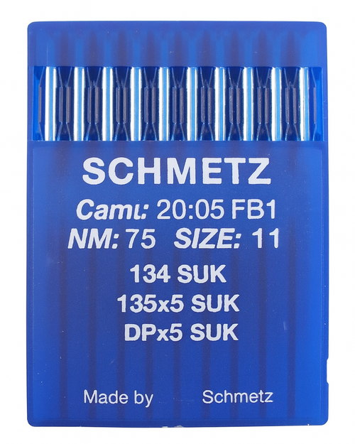 Schmetz 134 SUK Size 75 Industrial Sewing Machine Needles Pack of 10 with Medium Ball Point for light to medium woven and knitted fabrics Schmetz 134 SUK Size 75 Industrial Sewing Machine Needles Pack of 10 with Medium Ball Point for light to medium woven and knitted fabrics