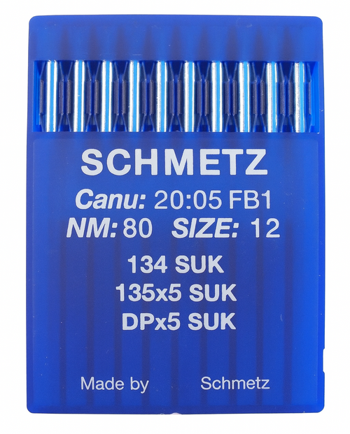 Schmetz 134 SUK Size 80 Industrial Sewing Machine Needles Pack of 10 with Medium Ball Point for medium-weight woven and knitted fabrics Schmetz 134 SUK Size 80 Industrial Sewing Machine Needles Pack of 10 with Medium Ball Point for medium-weight woven and knitted fabrics