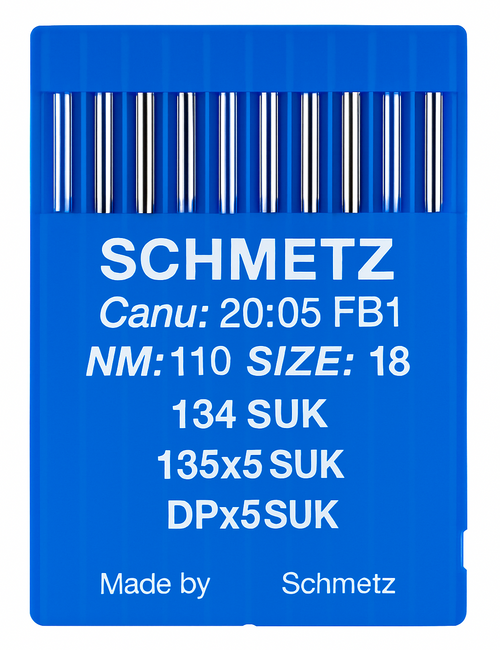 Schmetz 134 SUK Size 110 Industrial Sewing Machine Needles Pack of 10 with Medium Ball Point for heavy woven and knitted fabrics Schmetz 134 SUK Size 110 Industrial Sewing Machine Needles Pack of 10 with Medium Ball Point for heavy woven and knitted fabrics