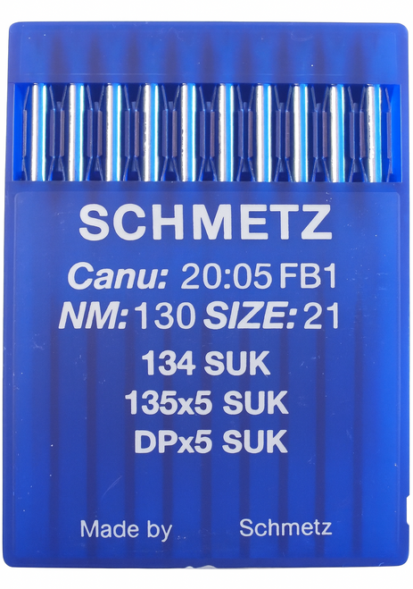 Schmetz 134 SUK NM 130 Size 21 Industrial Sewing Machine Needles Pack of 10 Medium Ball Point Schmetz 134 SUK NM 130 Size 21 Industrial Sewing Machine Needles Pack of 10 Medium Ball Point