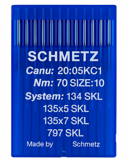 Schmetz 134 SKL Size 70 Industrial Sewing Machine Needles Pack of 10 with Slight Ball Point for lightweight fabrics Schmetz 134 SKL Size 70 Industrial Sewing Machine Needles Pack of 10 with Slight Ball Point for lightweight fabrics