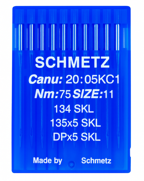 Schmetz 134 SKL Size 75 Industrial Sewing Machine Needles Pack of 10 with Slight Ball Point for light to medium fabrics Schmetz 134 SKL Size 75 Industrial Sewing Machine Needles Pack of 10 with Slight Ball Point for light to medium fabrics