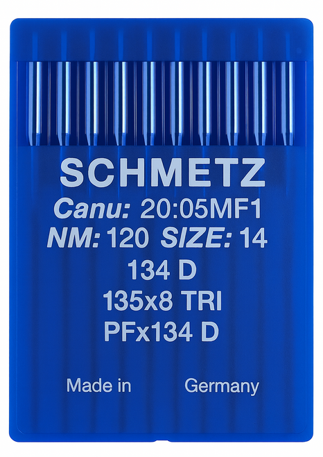 Schmetz 134 D Size 120 Industrial Sewing Machine Needles Pack of 10 with Triangular Point for extra-heavy leather and canvas Schmetz 134 D Size 120 Industrial Sewing Machine Needles Pack of 10 with Triangular Point for extra-heavy leather and canvas