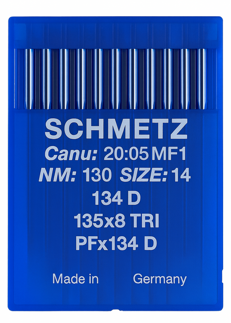 Schmetz 134 D Size 130 Industrial Sewing Machine Needles Pack of 10 with Triangular Point for thick leather and canvas Schmetz 134 D Size 130 Industrial Sewing Machine Needles Pack of 10 with Triangular Point for thick leather and canvas