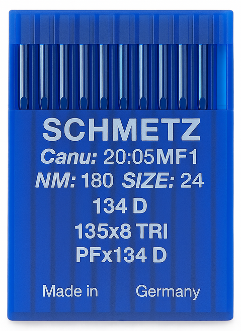 Schmetz 134 D Size 180 Industrial Sewing Machine Needles Pack of 10 with Triangular Point for extreme heavy-duty leather, tarpaulin and upholstery Schmetz 134 D Size 180 Industrial Sewing Machine Needles Pack of 10 with Triangular Point for extreme heavy-duty leather, tarpaulin and upholstery