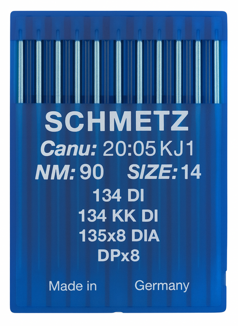 Schmetz 134 DI Size 90 Industrial Sewing Machine Needles Pack of 10 with Diamond Point for leather, upholstery and technical fabrics Schmetz 134 DI Size 90 Industrial Sewing Machine Needles Pack of 10 with Diamond Point for leather, upholstery and technical fabrics