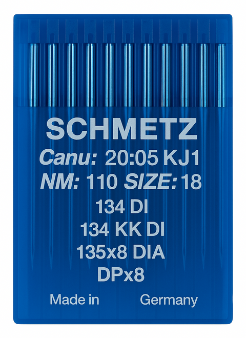 Schmetz 134 DI Size 110 Industrial Sewing Machine Needles Pack of 10 with Diamond Point for leather, upholstery and coated fabrics Schmetz 134 DI Size 110 Industrial Sewing Machine Needles Pack of 10 with Diamond Point for leather, upholstery and coated fabrics