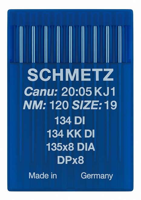 Schmetz 134 DI Size 120 Industrial Sewing Machine Needles Pack of 10 with Diamond Point for leather, upholstery and technical fabrics Schmetz 134 DI Size 120 Industrial Sewing Machine Needles Pack of 10 with Diamond Point for leather, upholstery and technical fabrics