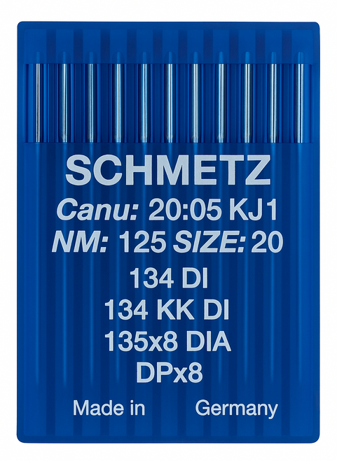 Schmetz 134 DI Size 125 Industrial Sewing Machine Needles Pack of 10 with Diamond Point for leather, upholstery and coated fabrics Schmetz 134 DI Size 125 Industrial Sewing Machine Needles Pack of 10 with Diamond Point for leather, upholstery and coated fabrics