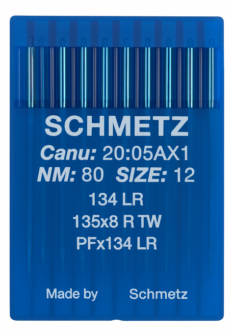 Schmetz 134 LR Size 80 Industrial Sewing Machine Needles Pack of 10 with Reverse Twist Point for decorative leather stitching Schmetz 134 LR Size 80 Industrial Sewing Machine Needles Pack of 10 with Reverse Twist Point for decorative leather stitching
