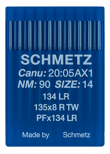 Schmetz 134 LR Size 90 Industrial Sewing Machine Needles Pack of 10 with Reverse Twist Point for decorative leather seams Schmetz 134 LR Size 90 Industrial Sewing Machine Needles Pack of 10 with Reverse Twist Point for decorative leather seams
