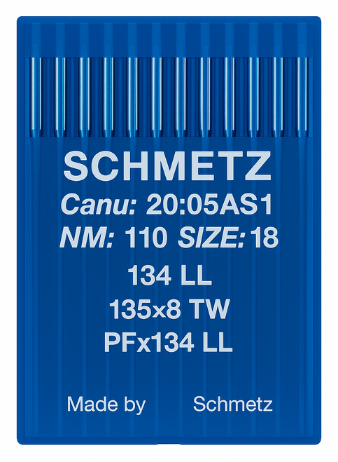 Schmetz 134 LL Size 110 Industrial Sewing Machine Needles Pack of 10 with Twist Point for leather, saddlery, upholstery and footwear Schmetz 134 LL Size 110 Industrial Sewing Machine Needles Pack of 10 with Twist Point for leather, saddlery, upholstery and footwear