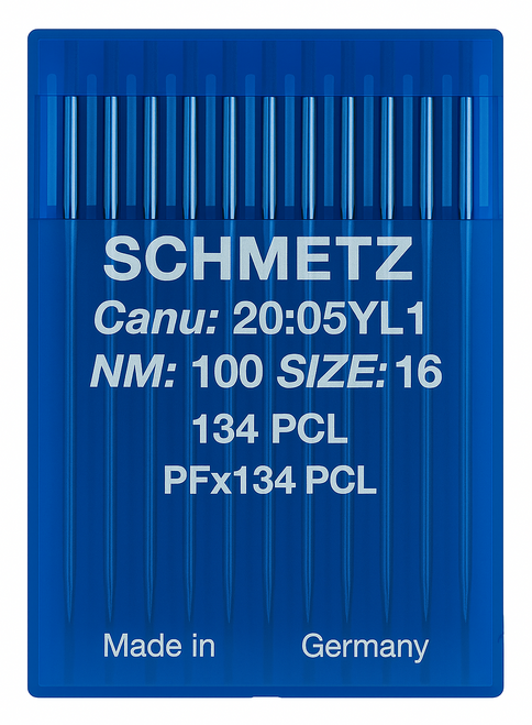 Schmetz 134 PCL Size 100 Industrial Sewing Machine Needles Pack of 10 Narrow Wedge Point Left Groove for twin-needle lockstitch Schmetz 134 PCL Size 100 Industrial Sewing Machine Needles Pack of 10 Narrow Wedge Point Left Groove for twin-needle lockstitch