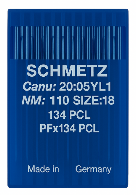 Schmetz 134 PCL Size 110 Industrial Sewing Machine Needles Pack of 10 Narrow Wedge Point Left Groove for twin-needle lockstitch Schmetz 134 PCL Size 110 Industrial Sewing Machine Needles Pack of 10 Narrow Wedge Point Left Groove for twin-needle lockstitch