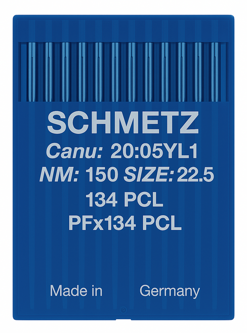 Schmetz 134 PCL Size 150 Industrial Sewing Machine Needles Pack of 10 Narrow Wedge Point Left Groove for twin-needle lockstitch Schmetz 134 PCL Size 150 Industrial Sewing Machine Needles Pack of 10 Narrow Wedge Point Left Groove for twin-needle lockstitch