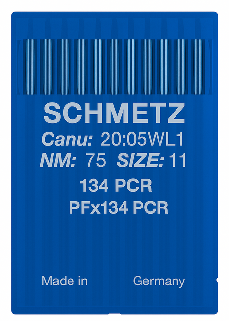 Schmetz 134 PCR Size 75 Industrial Sewing Machine Needles Pack of 10 Narrow Wedge Point Right Groove Schmetz 134 PCR Size 75 Industrial Sewing Machine Needles Pack of 10 Narrow Wedge Point Right Groove