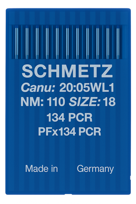 Schmetz 134 PCR Size 110 Industrial Sewing Machine Needles Pack of 10 Narrow Wedge Point Right Groove Schmetz 134 PCR Size 110 Industrial Sewing Machine Needles Pack of 10 Narrow Wedge Point Right Groove