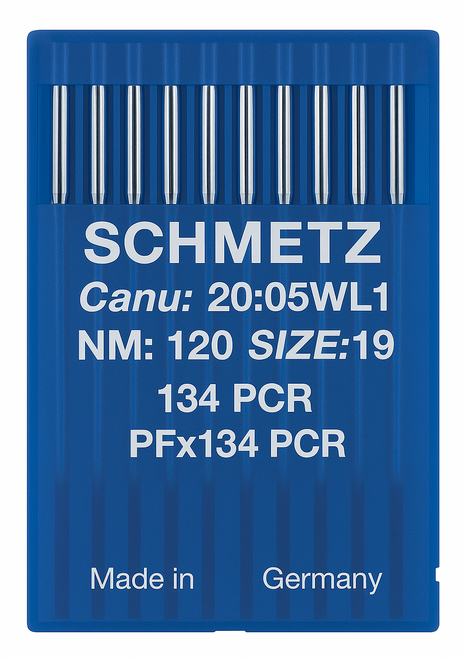 Schmetz 134 PCR Size 120 Industrial Sewing Machine Needles Pack of 10 Narrow Wedge Point Right Groove Schmetz 134 PCR Size 120 Industrial Sewing Machine Needles Pack of 10 Narrow Wedge Point Right Groove