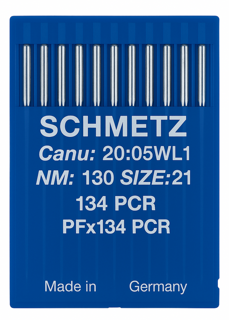 Schmetz 134 PCR Size 130 Industrial Sewing Machine Needles Pack of 10 Narrow Wedge Point Right Groove Schmetz 134 PCR Size 130 Industrial Sewing Machine Needles Pack of 10 Narrow Wedge Point Right Groove