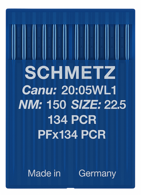 Schmetz 134 PCR Size 150 Industrial Sewing Machine Needles Pack of 10 Narrow Wedge Point Right Groove Schmetz 134 PCR Size 150 Industrial Sewing Machine Needles Pack of 10 Narrow Wedge Point Right Groove