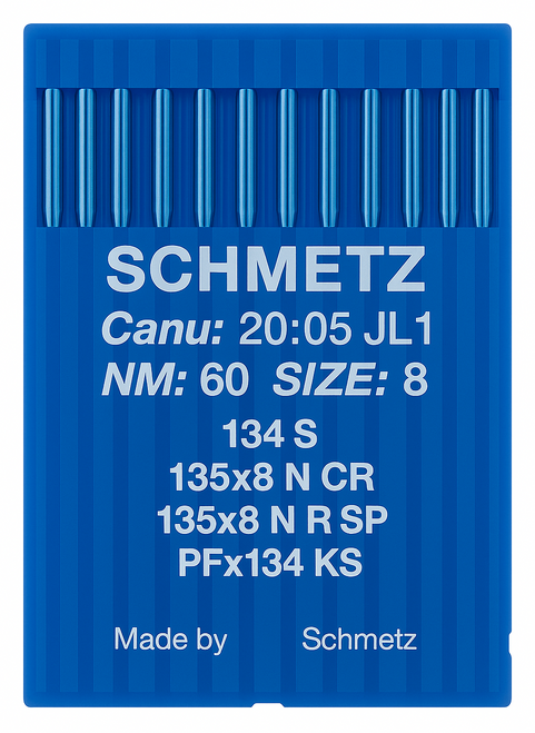Schmetz 134 S Size 60 Industrial Sewing Machine Needles Pack of 10 Narrow Cross Point Schmetz 134 S Size 60 Industrial Sewing Machine Needles Pack of 10 Narrow Cross Point