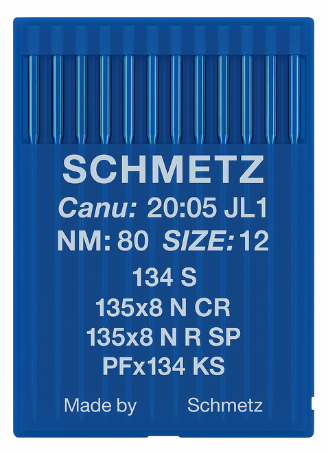 Schmetz 134 S Size 80 Industrial Sewing Machine Needles Pack of 10 Narrow Cross Point Schmetz 134 S Size 80 Industrial Sewing Machine Needles Pack of 10 Narrow Cross Point