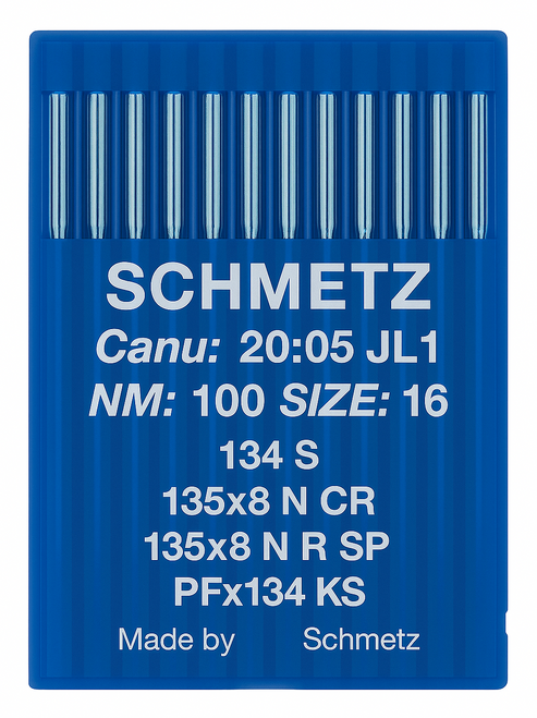 Schmetz 134 S Size 100 Industrial Sewing Machine Needles Pack of 10 Narrow Cross Point Schmetz 134 S Size 100 Industrial Sewing Machine Needles Pack of 10 Narrow Cross Point