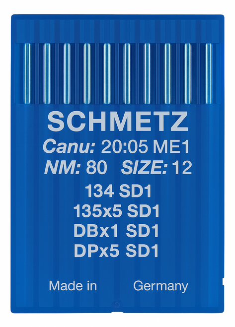Schmetz 134 SD1 Size 80 Industrial Sewing Machine Needles Pack of 10 with Round Point Small Triangular Tip for tidy seams Schmetz 134 SD1 Size 80 Industrial Sewing Machine Needles Pack of 10 with Round Point Small Triangular Tip for tidy seams