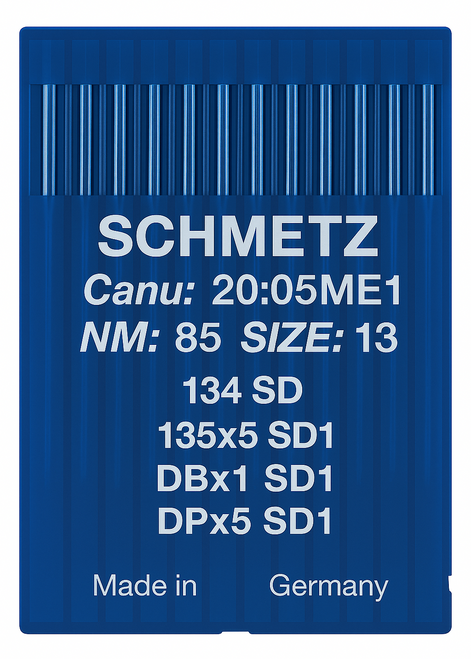 Schmetz 134 SD1 Size 85 Industrial Sewing Machine Needles Pack of 10 with Round Point and Small Triangular Tip for precise seams Schmetz 134 SD1 Size 85 Industrial Sewing Machine Needles Pack of 10 with Round Point and Small Triangular Tip for precise seams
