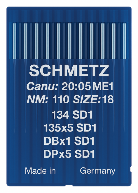 Schmetz 134 SD1 Size 110 Industrial Sewing Machine Needles Pack of 10 with Round Point Small Triangular Tip for heavy fabrics Schmetz 134 SD1 Size 110 Industrial Sewing Machine Needles Pack of 10 with Round Point Small Triangular Tip for heavy fabrics