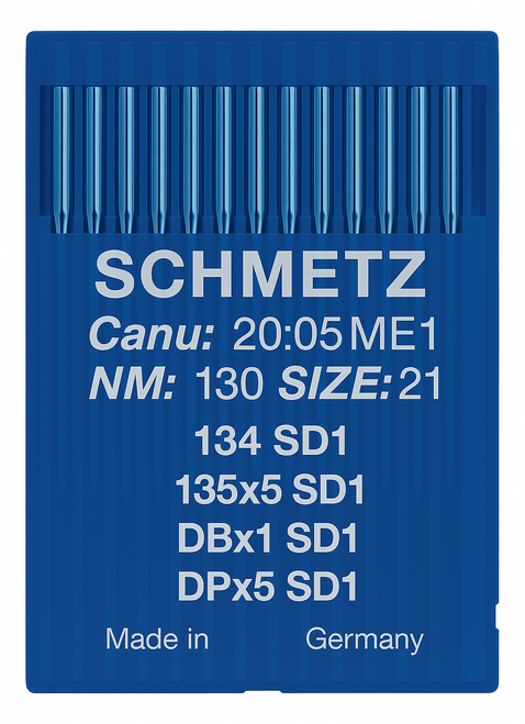 Schmetz 134 SD1 Size 130 Industrial Sewing Machine Needles Pack of 10 with Round Point Small Triangular Tip for heavy fabrics Schmetz 134 SD1 Size 130 Industrial Sewing Machine Needles Pack of 10 with Round Point Small Triangular Tip for heavy fabrics