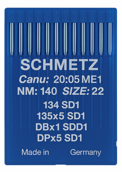 Schmetz 134 SD1 Size 140 Industrial Sewing Machine Needles Pack of 10 with Round Point Small Triangular Tip for heavy fabrics Schmetz 134 SD1 Size 140 Industrial Sewing Machine Needles Pack of 10 with Round Point Small Triangular Tip for heavy fabrics