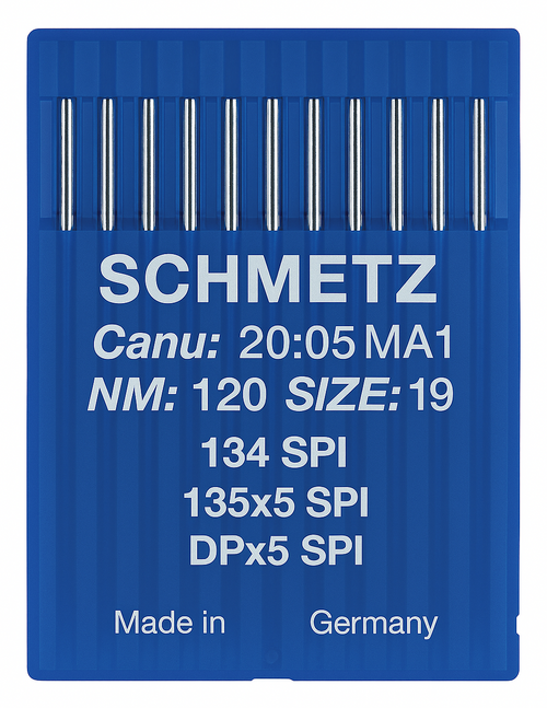 Schmetz 134 SPI Size 120 Industrial Sewing Machine Needles Pack of 10 with Acute Round Point for heavy woven and coated fabrics Schmetz 134 SPI Size 120 Industrial Sewing Machine Needles Pack of 10 with Acute Round Point for heavy woven and coated fabrics