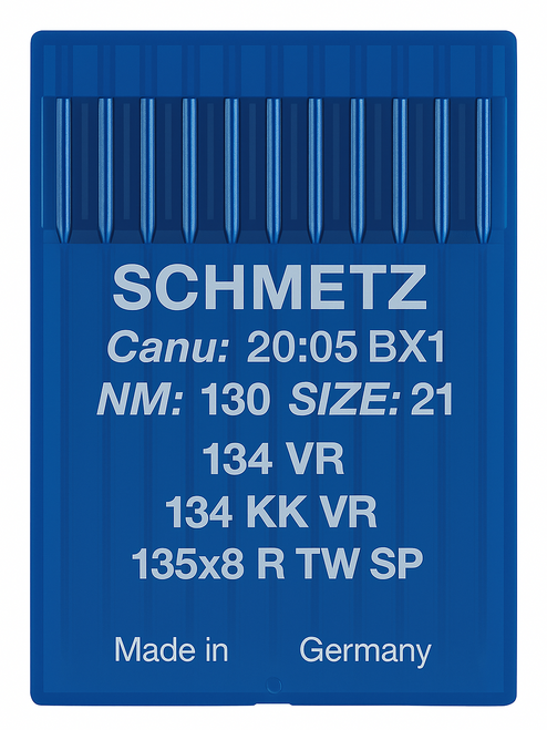 Schmetz 134 VR Size 130 Industrial Sewing Machine Needles Pack of 10 with Reverse Twist Spear Point for leather and heavy fabrics Schmetz 134 VR Size 130 Industrial Sewing Machine Needles Pack of 10 with Reverse Twist Spear Point for leather and heavy fabrics
