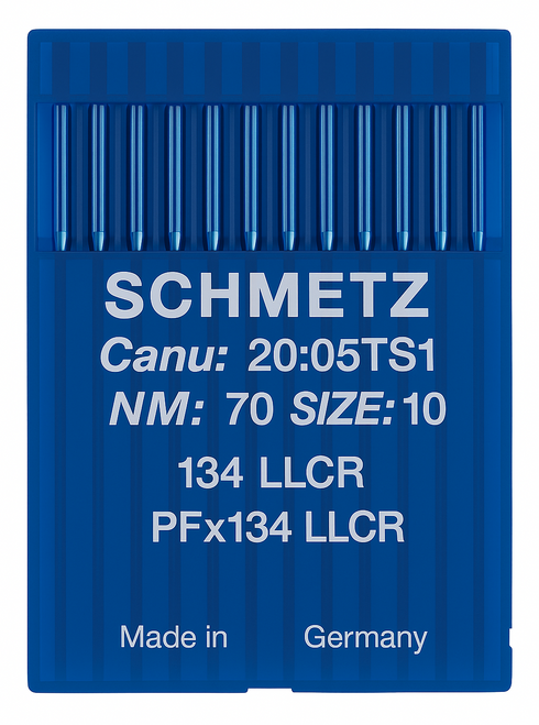 Schmetz 134 LLCR Size 70 Industrial Sewing Machine Needles Pack of 10 with twist point groove on right side for straight seams Schmetz 134 LLCR Size 70 Industrial Sewing Machine Needles Pack of 10 with twist point groove on right side for straight seams