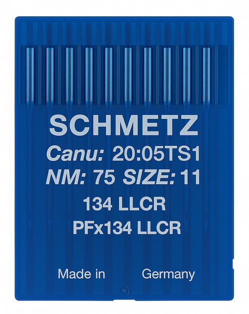 Schmetz 134 LLCR Size 75 Industrial Sewing Machine Needles Pack of 10 with twist point groove on right side Schmetz 134 LLCR Size 75 Industrial Sewing Machine Needles Pack of 10 with twist point groove on right side