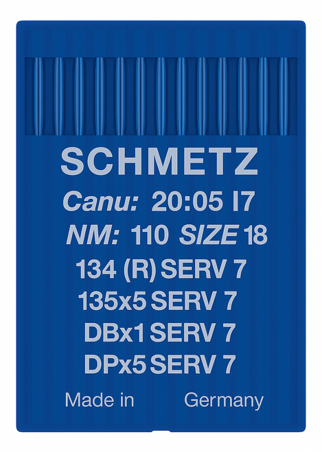 Schmetz 134 SERV 7 Size 110 Industrial Sewing Machine Needles Pack of 10 reinforced blade hump scarf Schmetz 134 SERV 7 Size 110 Industrial Sewing Machine Needles Pack of 10 reinforced blade hump scarf